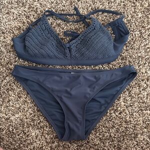 Exhilaration Elegant Navy Blue Crochet Bikini Set size MD